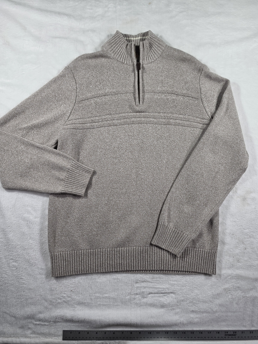 Dockers Mens L Gray 100% Cotton Quarter Zip Sweater Pullover Mock Neck